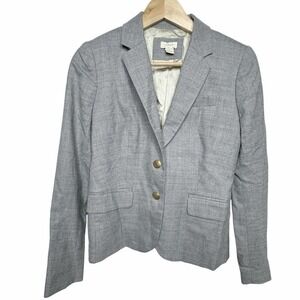 J. Crew Gray Wool Blend Blazer Lightweight casual Size 2 Dark Academia Preppy